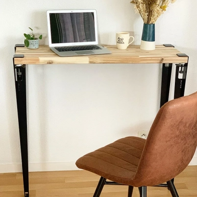 Small custom desk with acacia top
