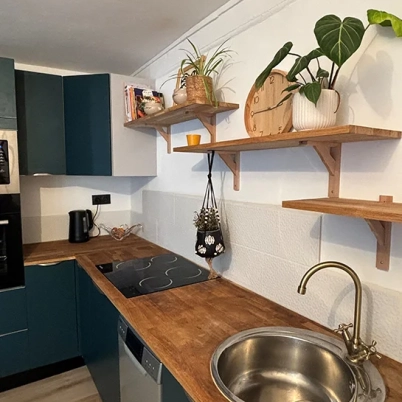Kitchen with custom oak worktop