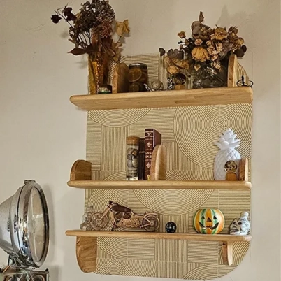 Custom solid hevea wood shelf