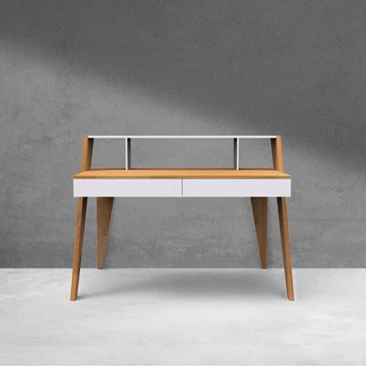 Minimalist desk in custom-cut wood