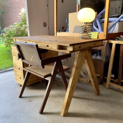 custom-designed spruce desk
