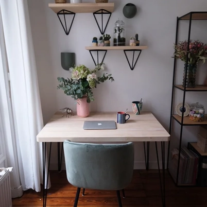 Custom desk with solid birch top