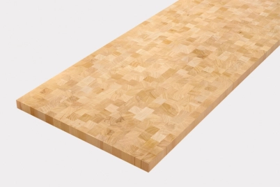 Custom end-grain wood panel for worktops and butcher blocks