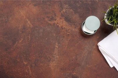 Rust ceramic Duropal Compact bathroom worktops for the creation of made-to-measure layouts