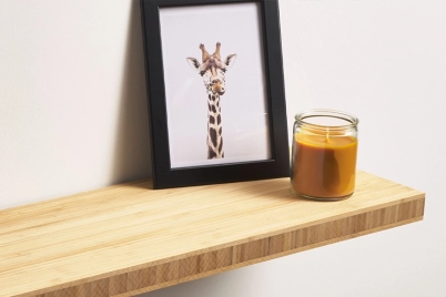 Premium caramel-coloured bamboo plywood shelf