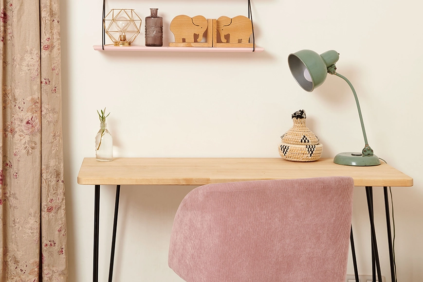 desk with custom wood top