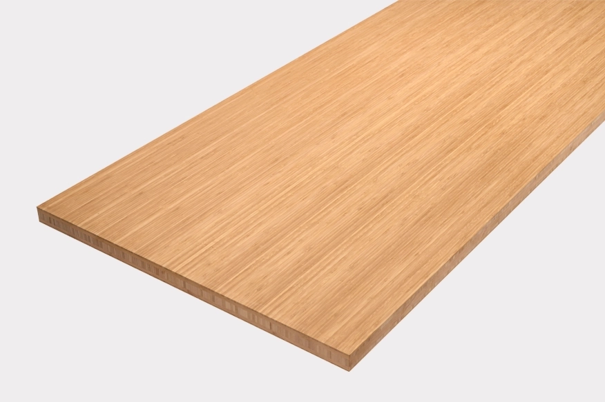 Premium quality natural bamboo-coloured plywood worktop for kitchen furnishing