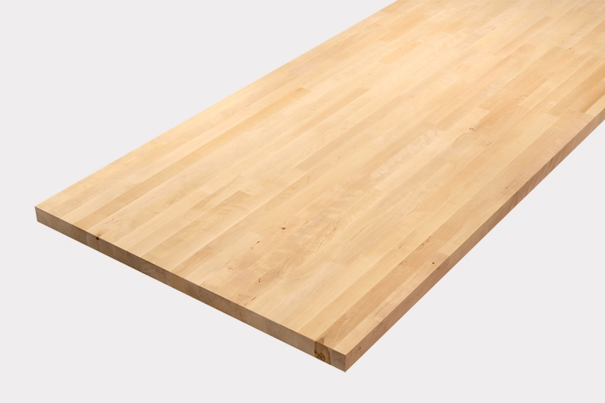 Custom worktop in solid birch wood for kitchen furnishing