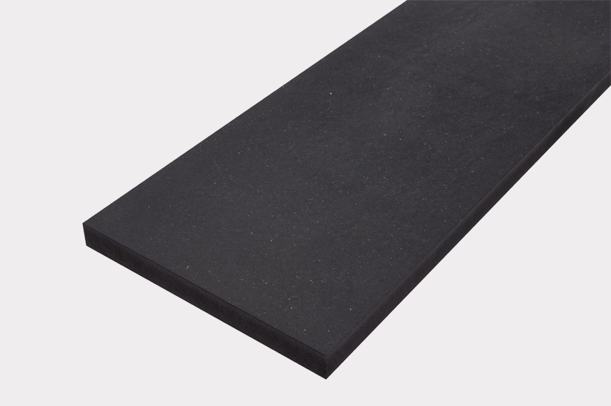 Custom plank in black antharcite Valchromat® MDF for shelf creation