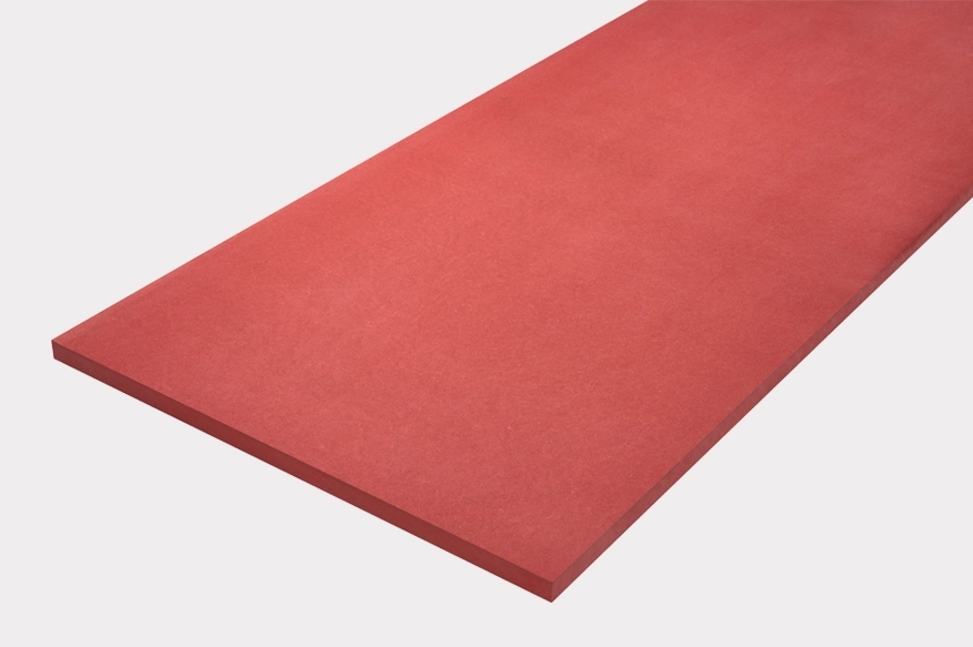 Custom Valchromat® MDF worktop in red color for kitchen furnishing