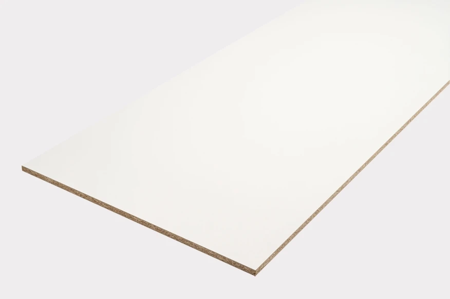 Custom-cut white Melamine countertop