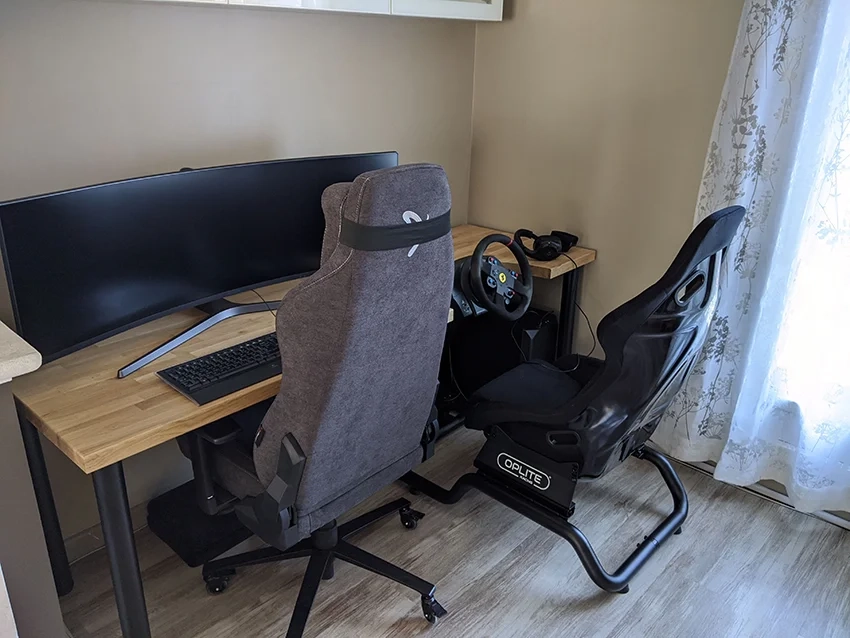 Gaming desk with custom wooden top