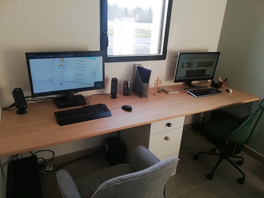 Escritorio largo para oficina, escritorio doble para ordenador, pata