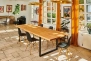 Table de salle à manger avec plateau en chêne à bords bruts