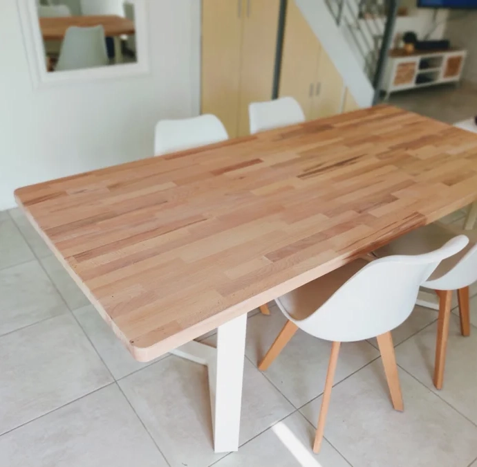 Custom made table with solid wood top