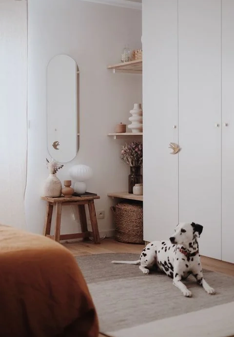 Creation of custom oak shelves in bedroom