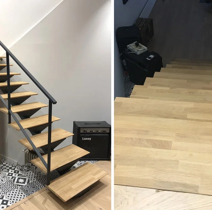 Custom cut solid wood stair treads