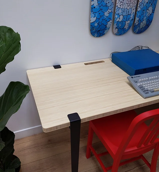 Custom wooden desk top with rounded corners