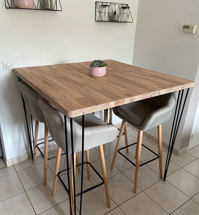 Custom made high table top in solid beech