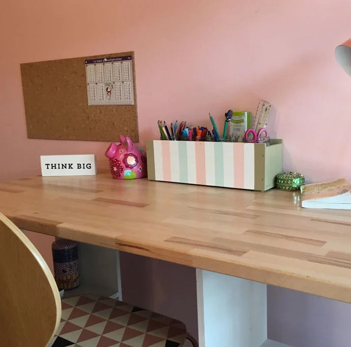 Custom made desk with wooden top from LaBoutiqueDuBois.com