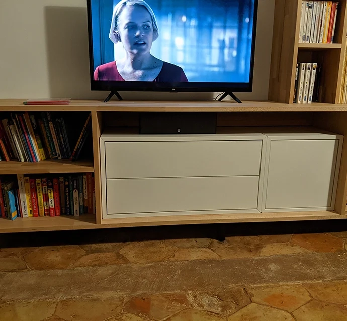 Manufacture of a custom TV cabinet with beech plank