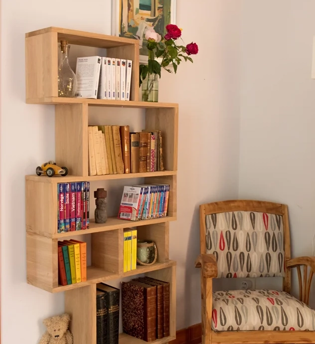 Custom cube bookcase in solid wood
