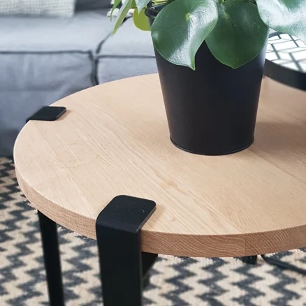 Table basse avec plateau rond en bois sur mesure
