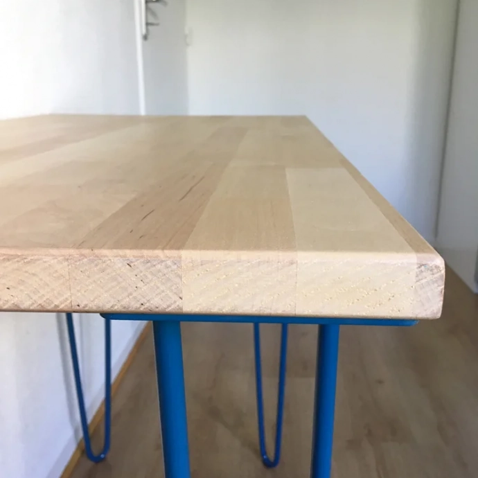 Wood desk top with machined edges