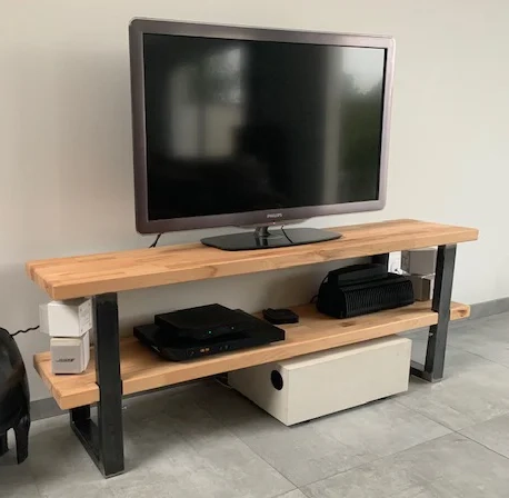DIY custom wooden TV bench