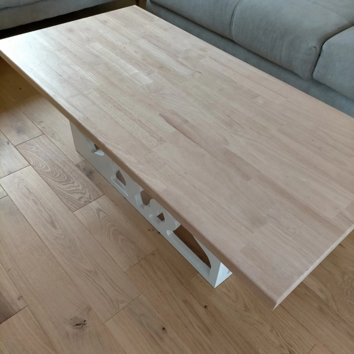 Custom made table top in solid rubberwood