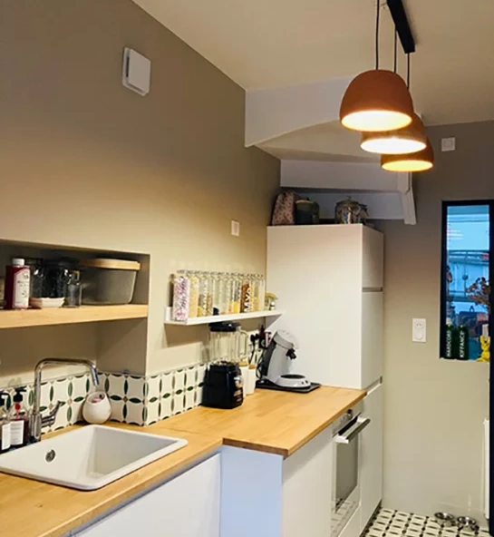 Kitchen with custom beech worktops