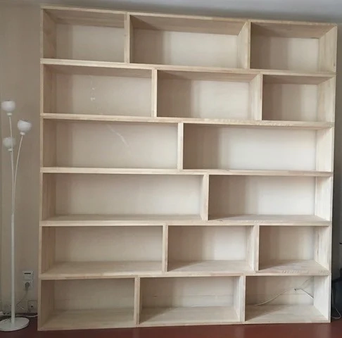 Custom bookcase with solid wood shelves