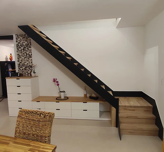 Custom staircase with beechwood steps and risers