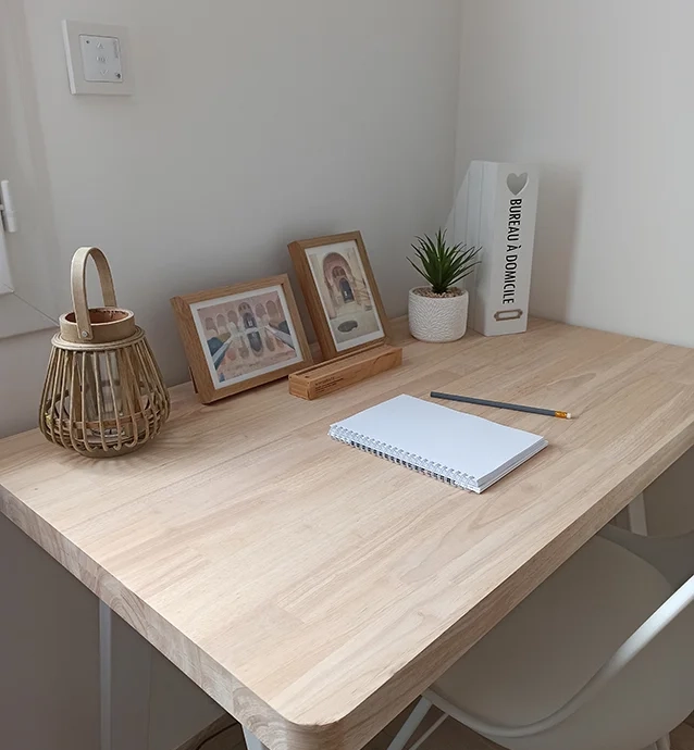 custom solid rubberwood desk top