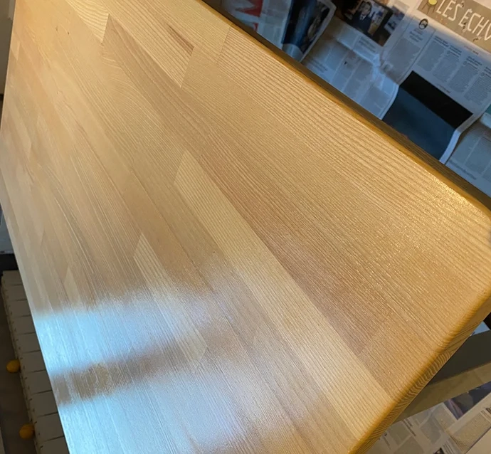 Custom-made ash desk top with rounded corners