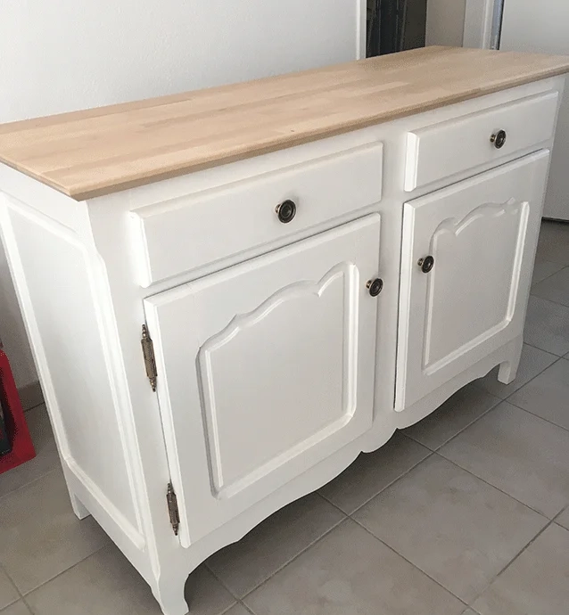 Dresser restoration with custom birch top