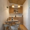 Custom wood kitchen layout in hotel hut