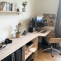 Long bureau avec plateau en hêtre sur mesure