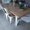Custom dining table with solid wood top