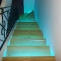 Wooden staircase with leds