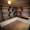 Custom oak bookcase for mezzanine