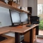 Custom-made solid wood desk and shelving unit