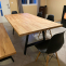Custom wood dining table and bench set