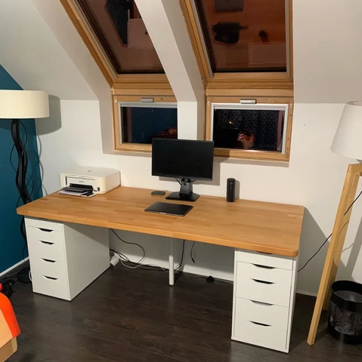 Custom made desk with solid beech top