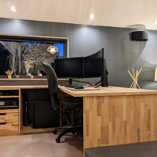 Custom made corner desk with solid beech tops