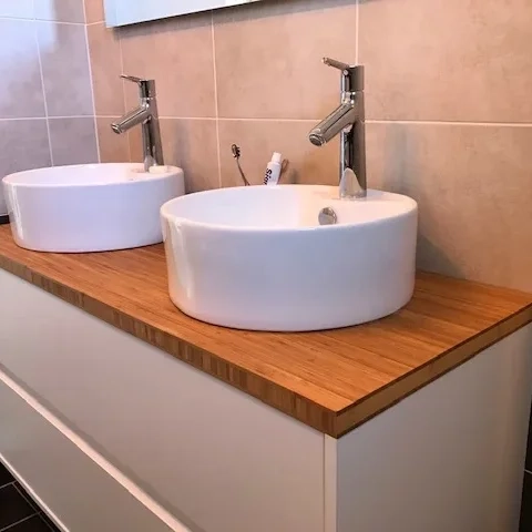 Custom made bamboo bathroom countertop