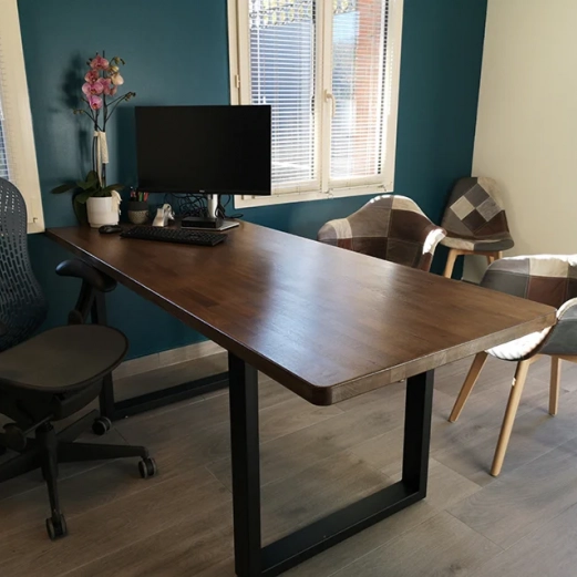 Custom desk with dark varnish oak top